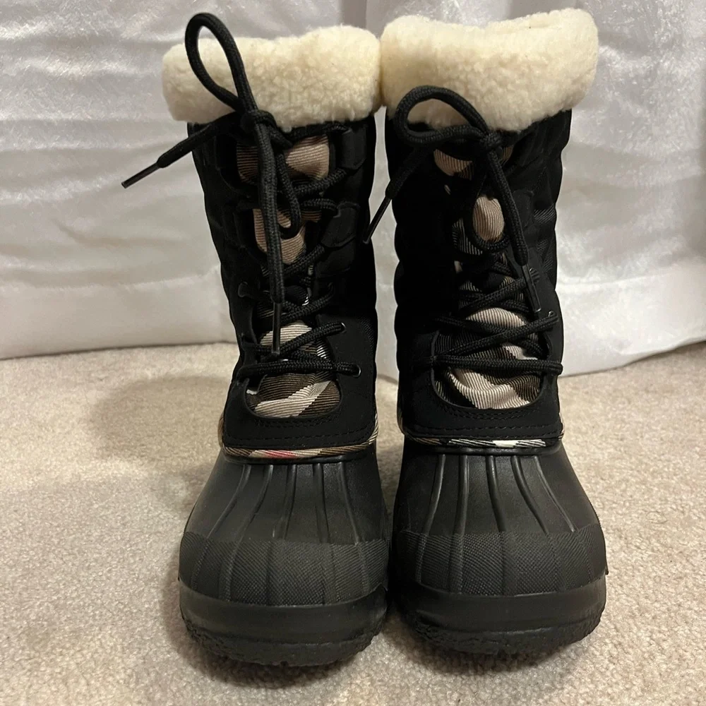 Burberry Black and Cream Kids Rain & Snow Boots